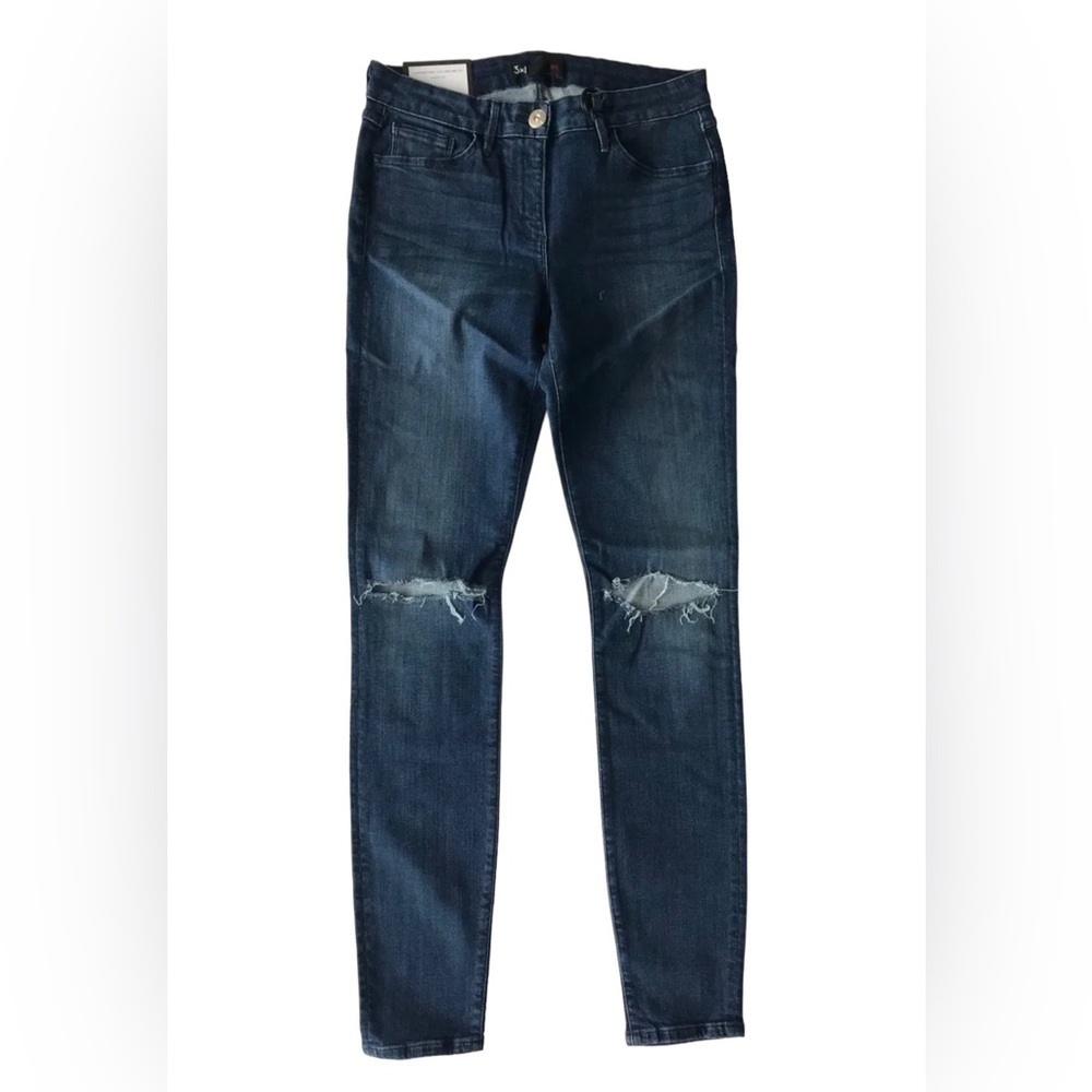 3x1 Denim Mid-Rise Skinny Jean in Stretch Denim Dark Foxtrot 26 27 28 NWT